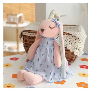 Pink Bunny with Blue Dress