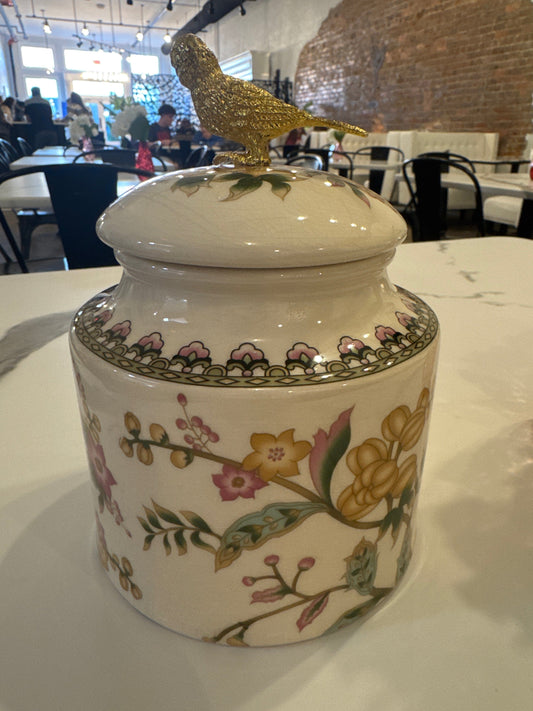 Gold Bird Botanical Jar