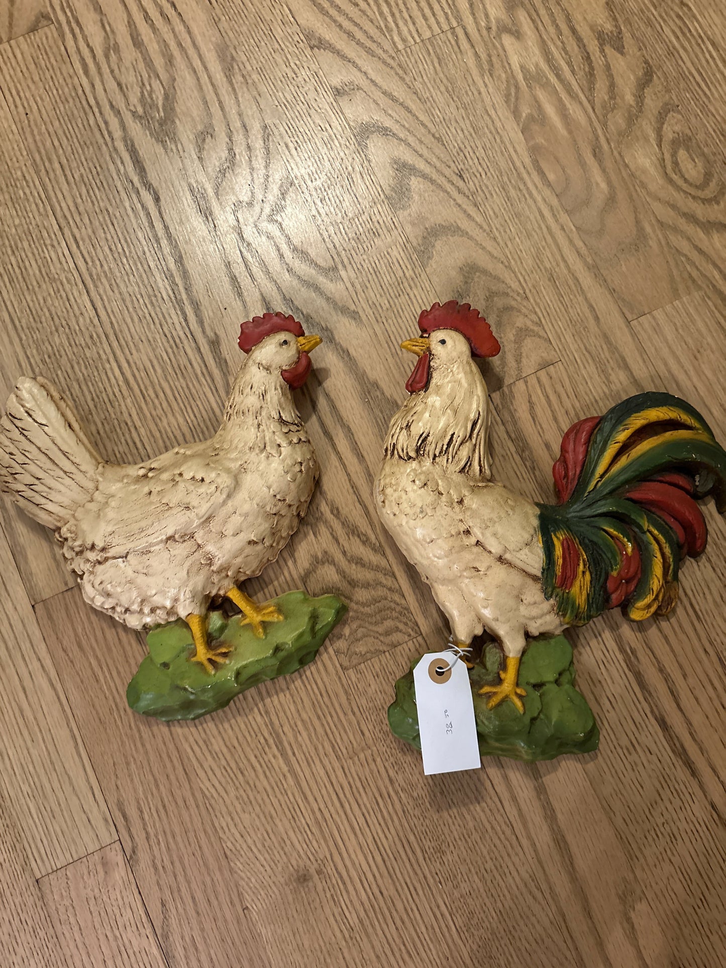Rooster and hen wall plaque