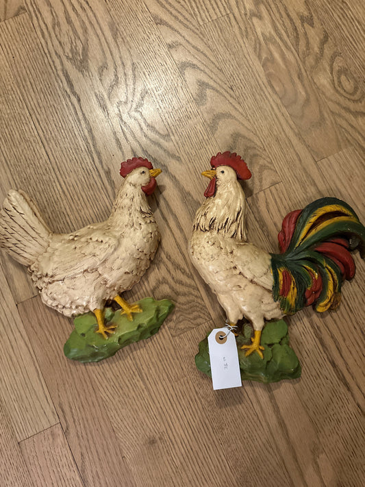 Rooster and hen wall plaque