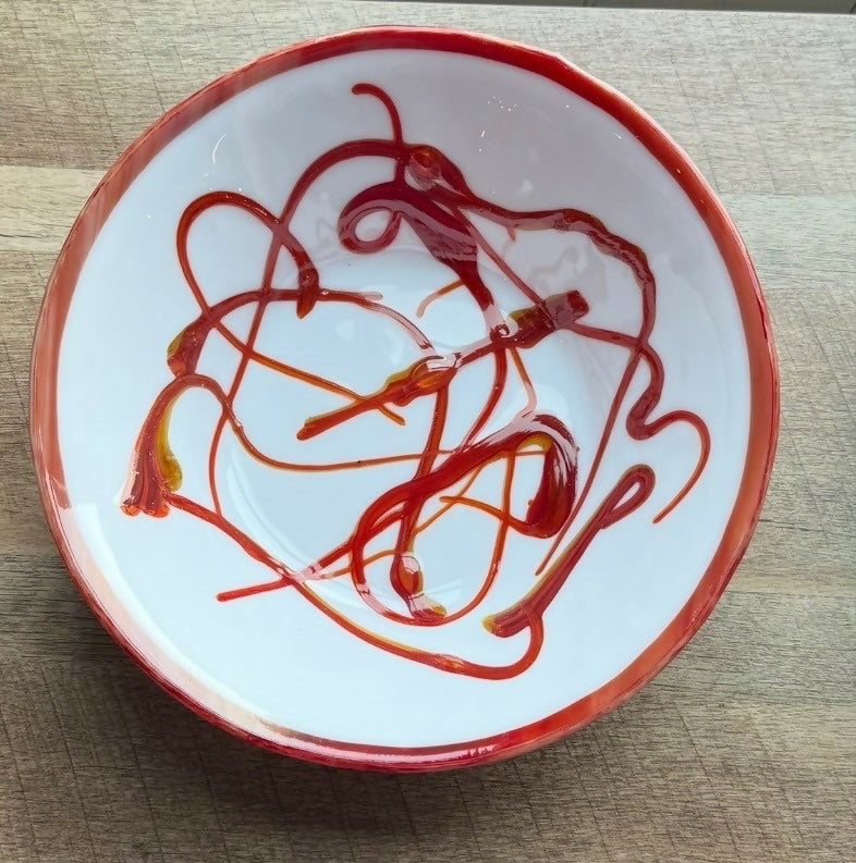 Red/Orange white swirl bowl