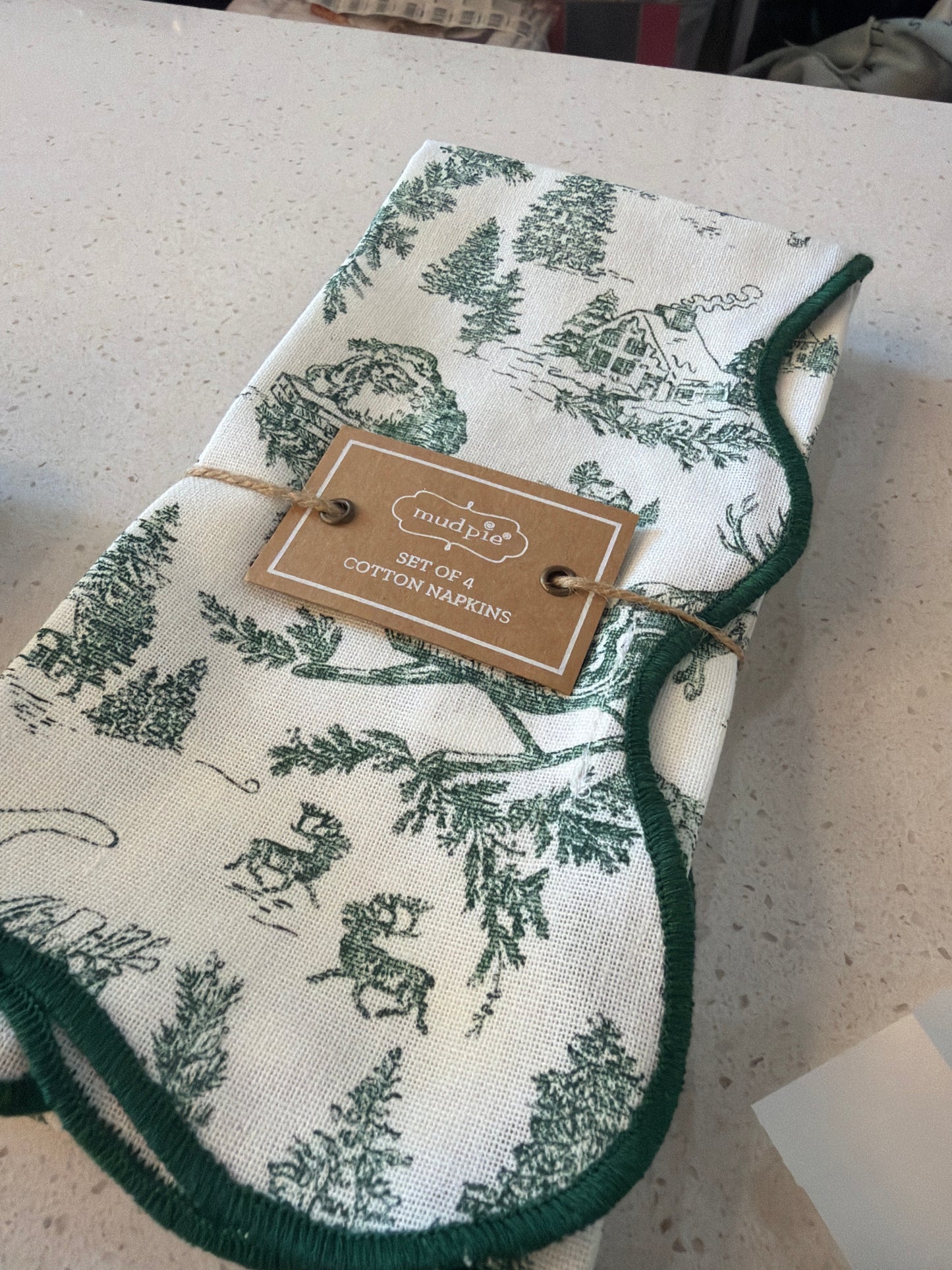 Toile Gr Christmas Napkins