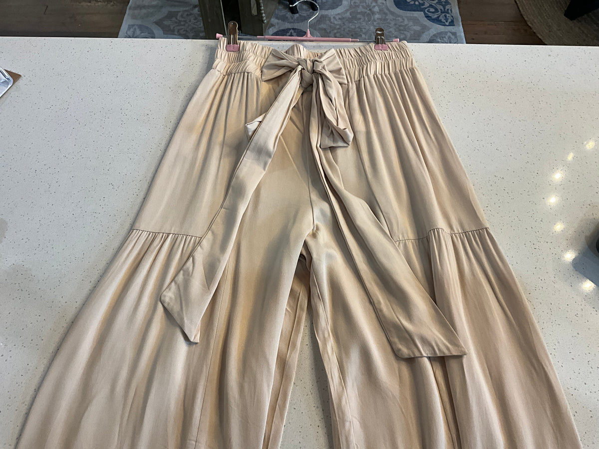Tan Flowy Pants w/ Bow