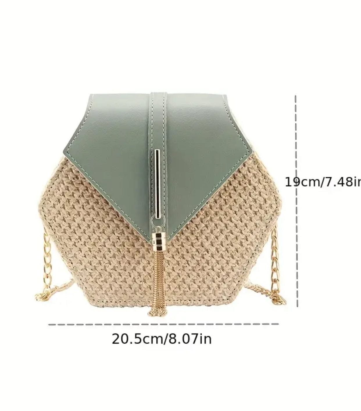 Hexagon Shaped Woven Straw Design Purse