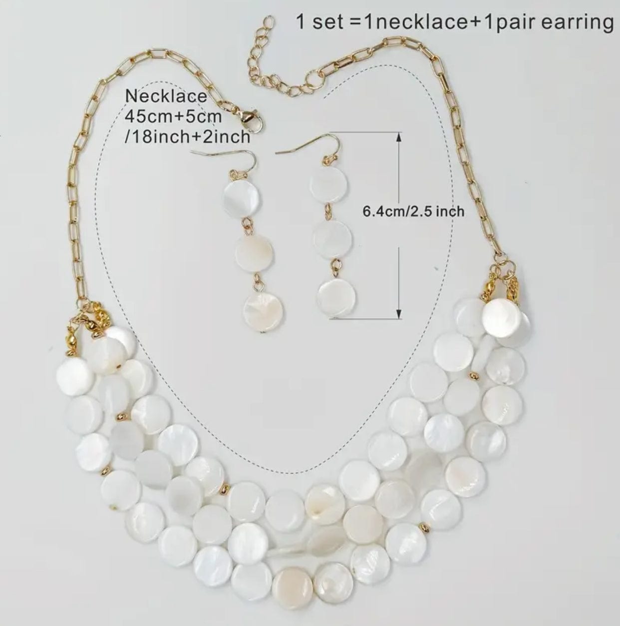 Handmade Natural Shell Necklace and Earring Set