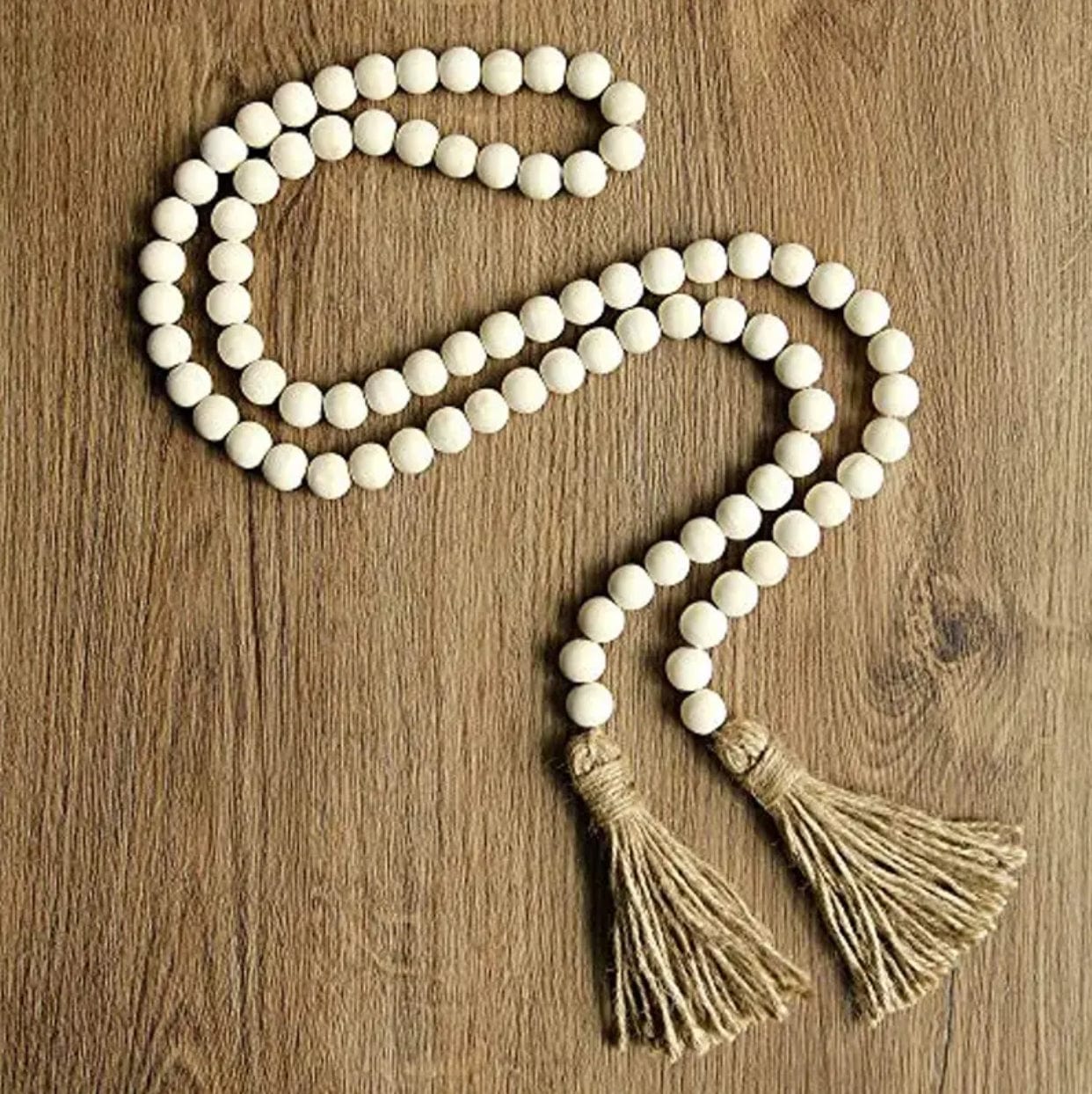 Farmhouse Style Wooden Beads with Tassels
