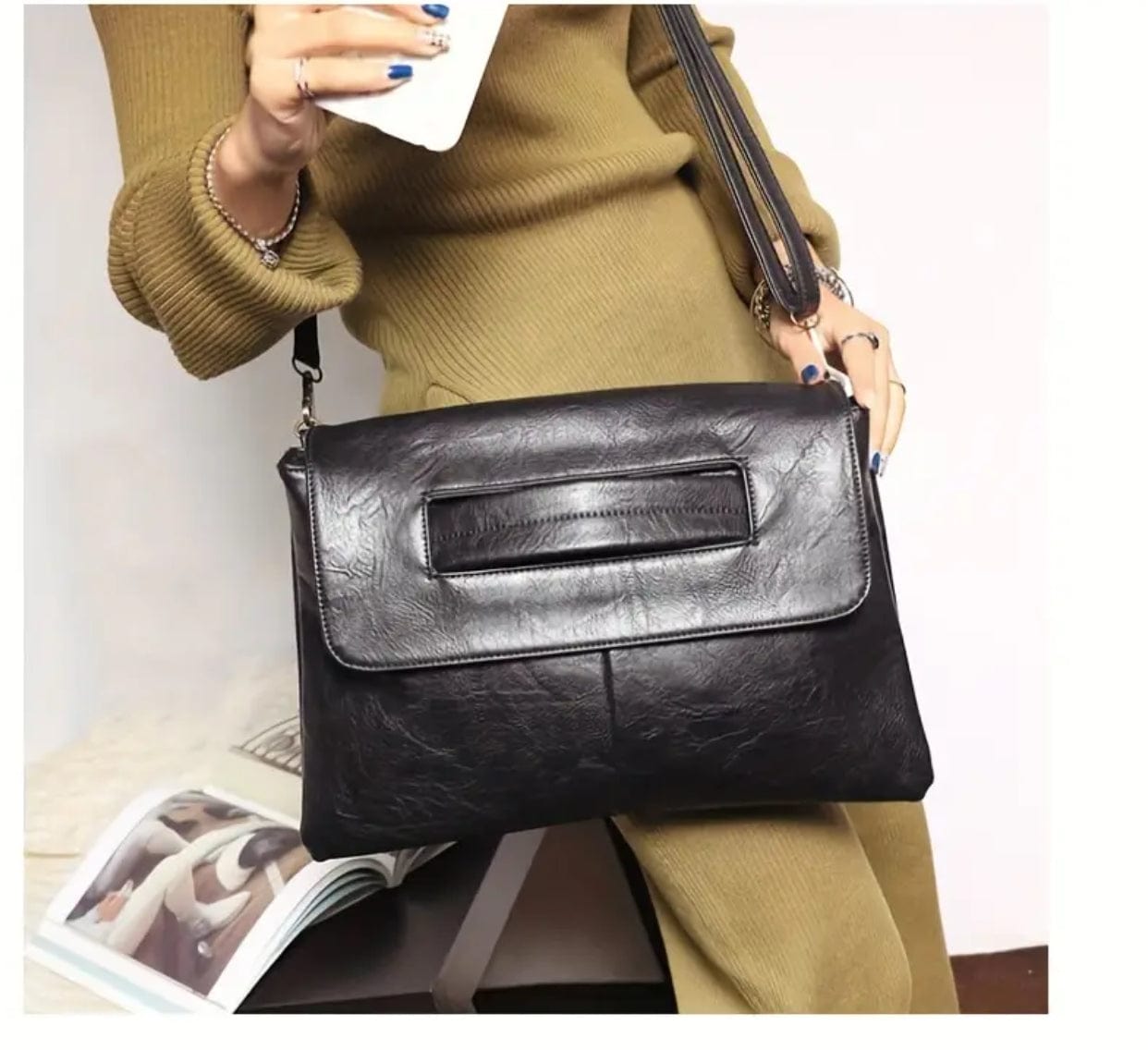 Large Retro PU Leather Clutch