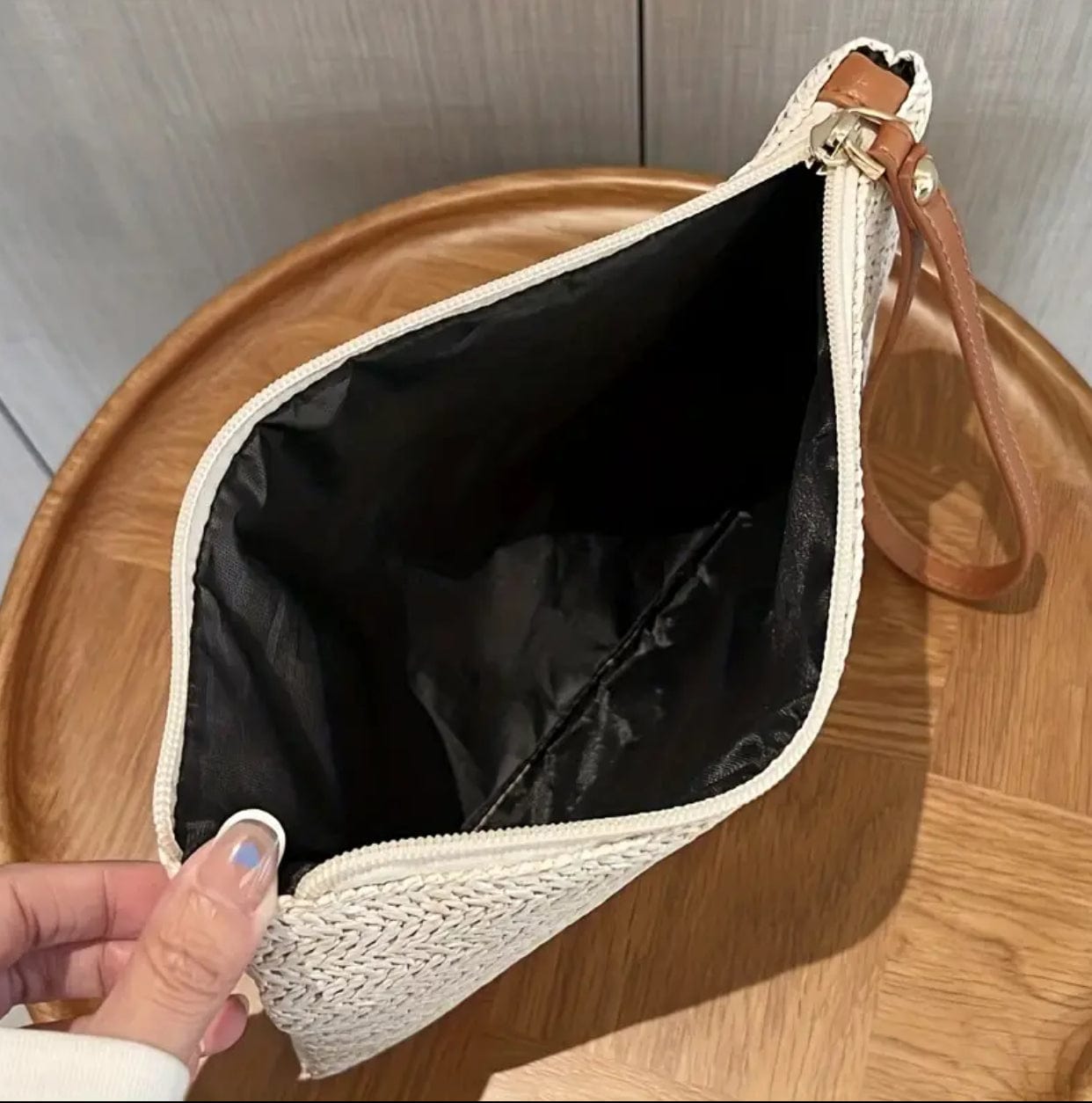 Straw Woven Clutch w/ Wrist Strap