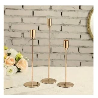 3pc Gold-Colored Candlestick Holder Set