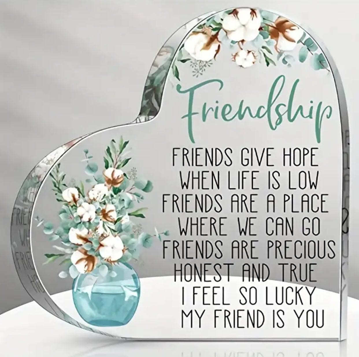 Friendship Plaque in glass