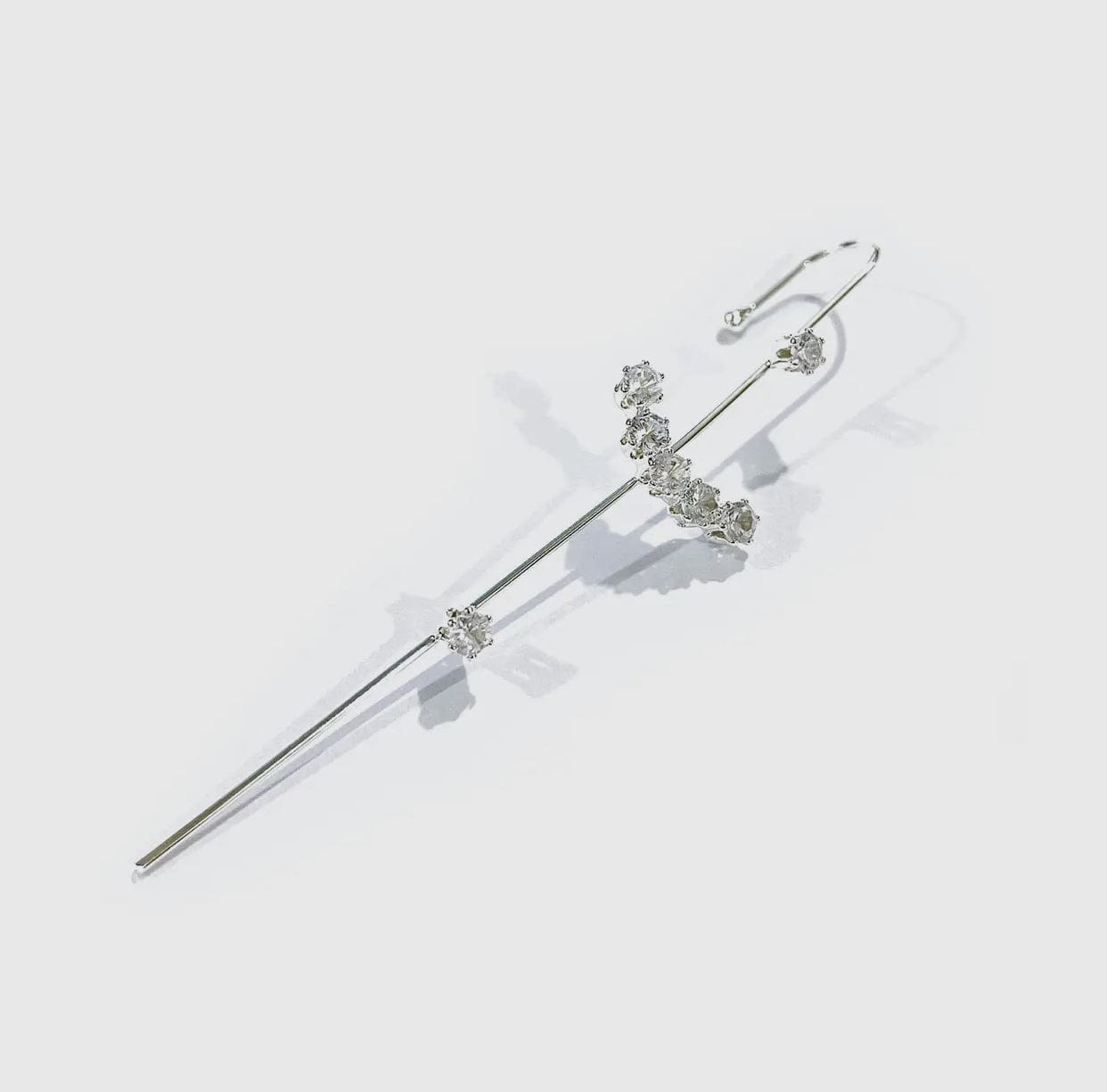 Rhodium Pull-Through Climber Crawler Earring w/ Swarovski Crystals