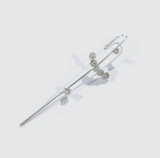 Rhodium Pull-Through Climber Crawler Earring w/ Swarovski Crystals