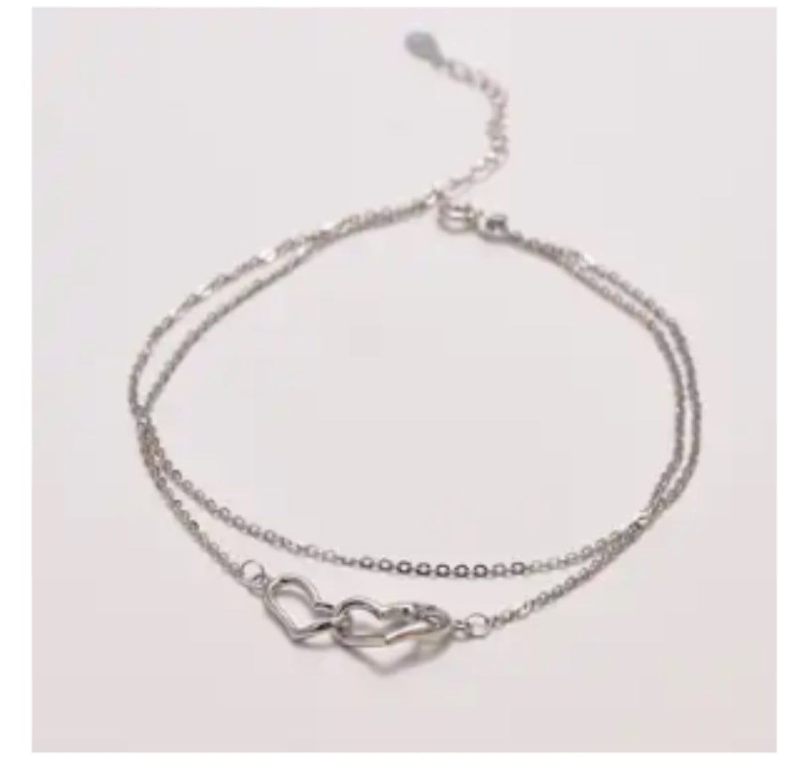 Double Hollow Hearts Anklet