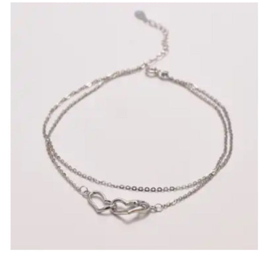Double Hollow Hearts Anklet