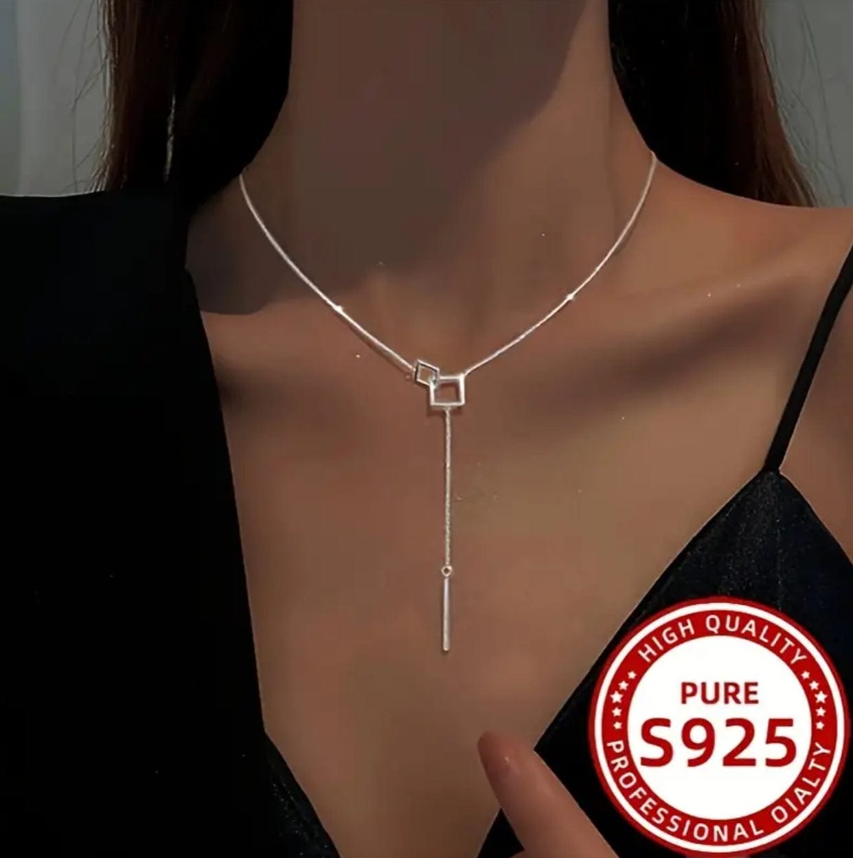Sterling Silver Geometric Design Necklace