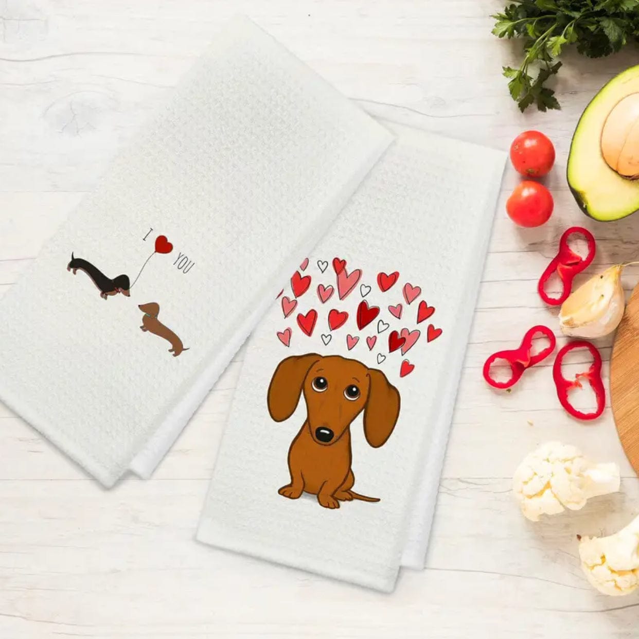 4pc Dachshund Kitchen Dish Towels