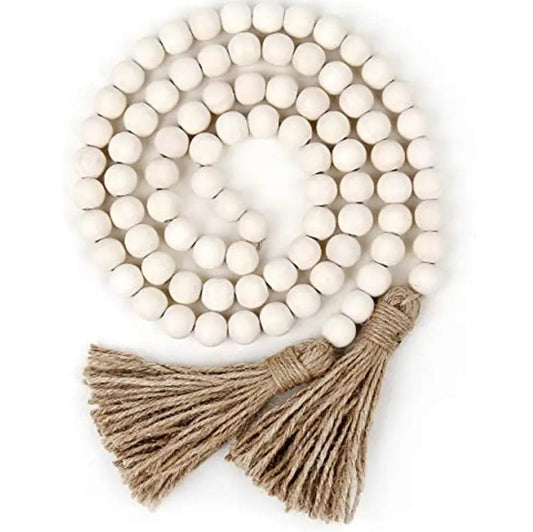 Farmhouse Style Wooden Beads with Tassels