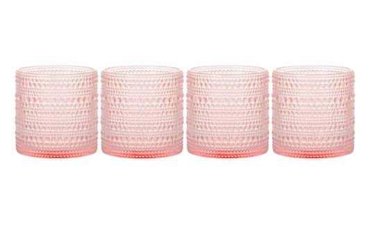 Pink Hobnail On the Rocks Glasses