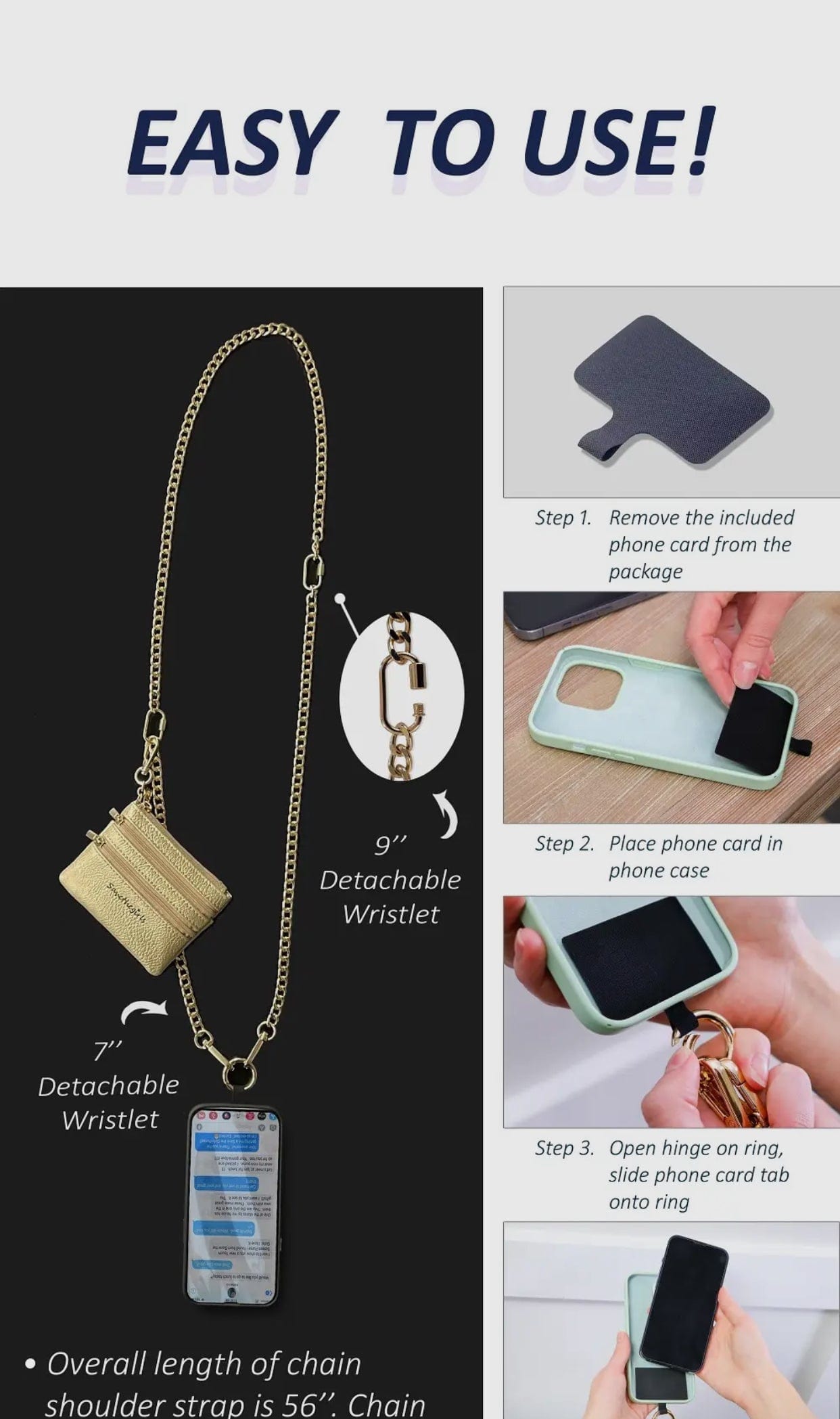 Clip & Go Crossbody Chain w/ Zippered Pouch