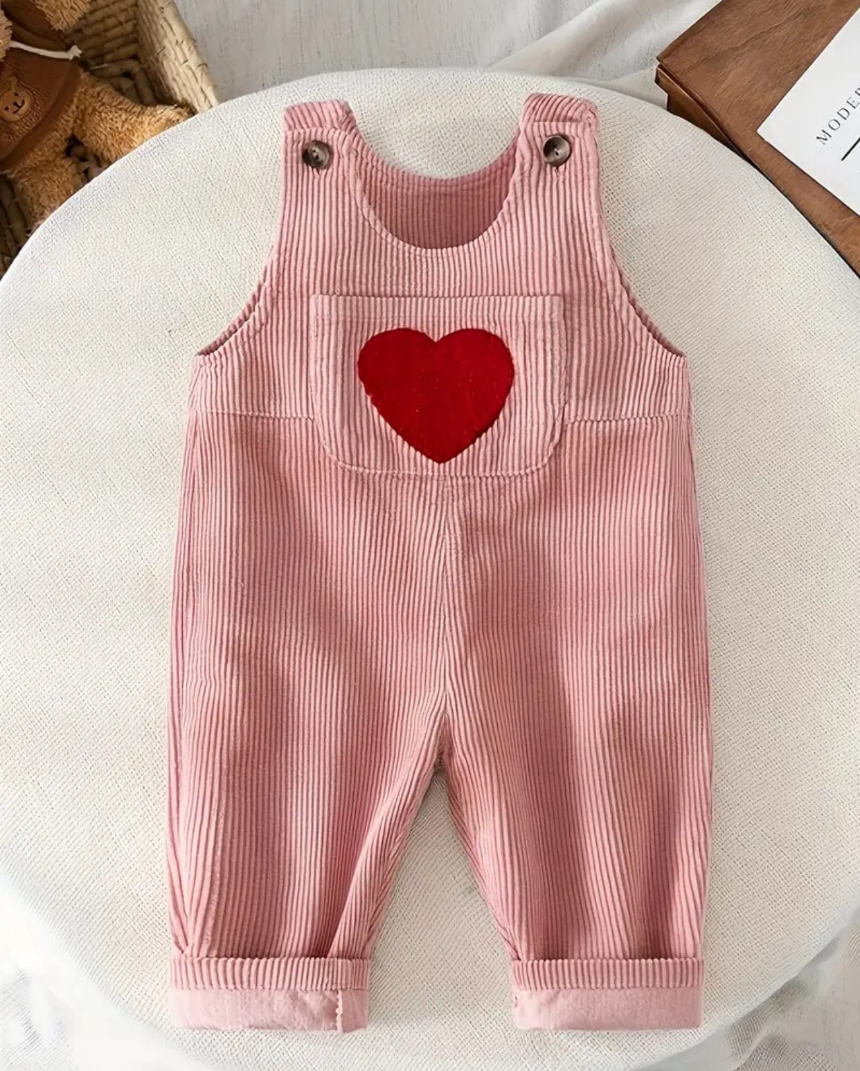 Sweet Heart Corduroy Jumpsuit for Baby Girls