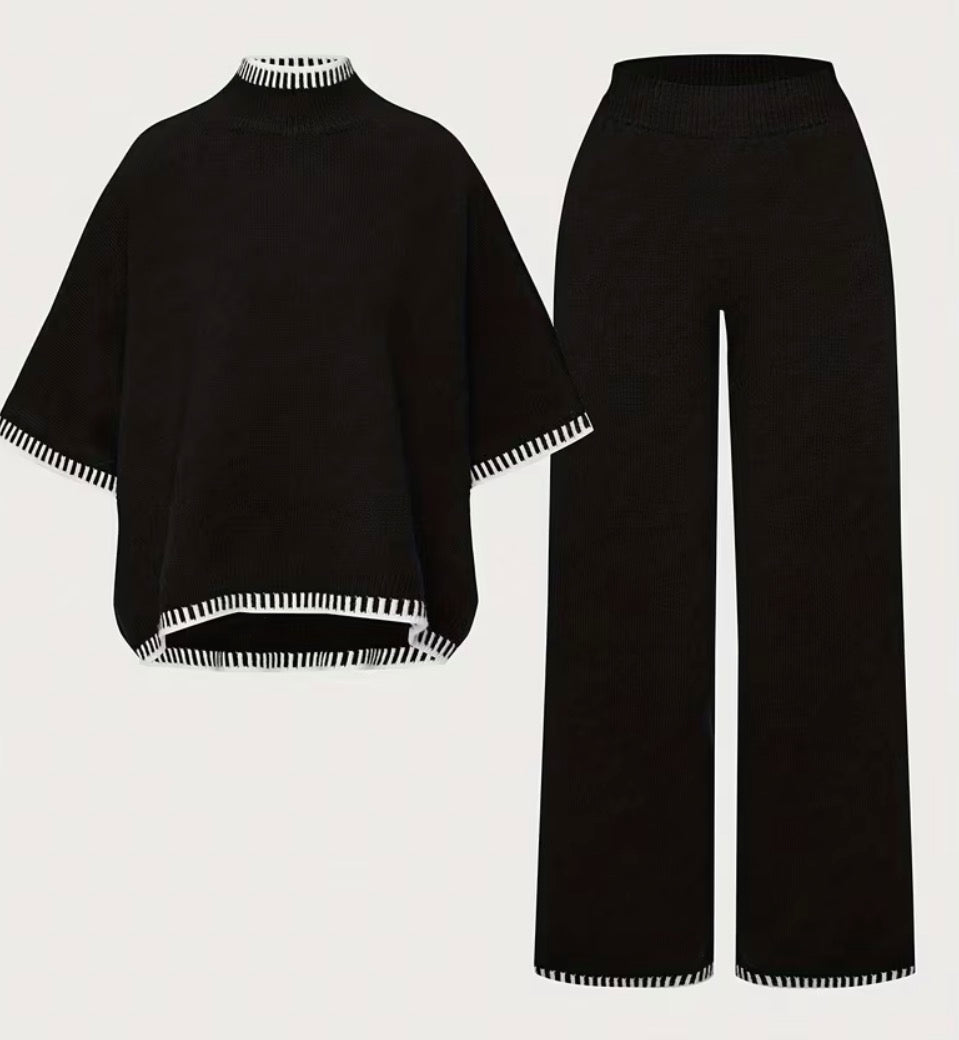Two Piece Knit Set Black & White