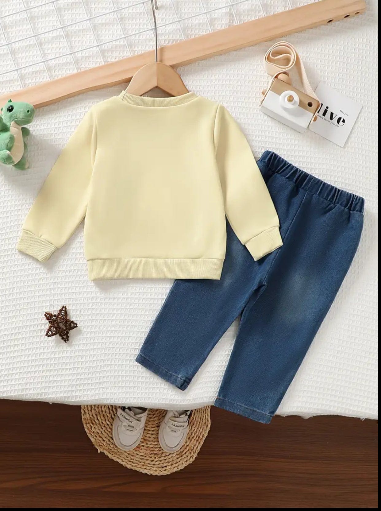Dinosaur Print Sweatshirt and Jeans Set