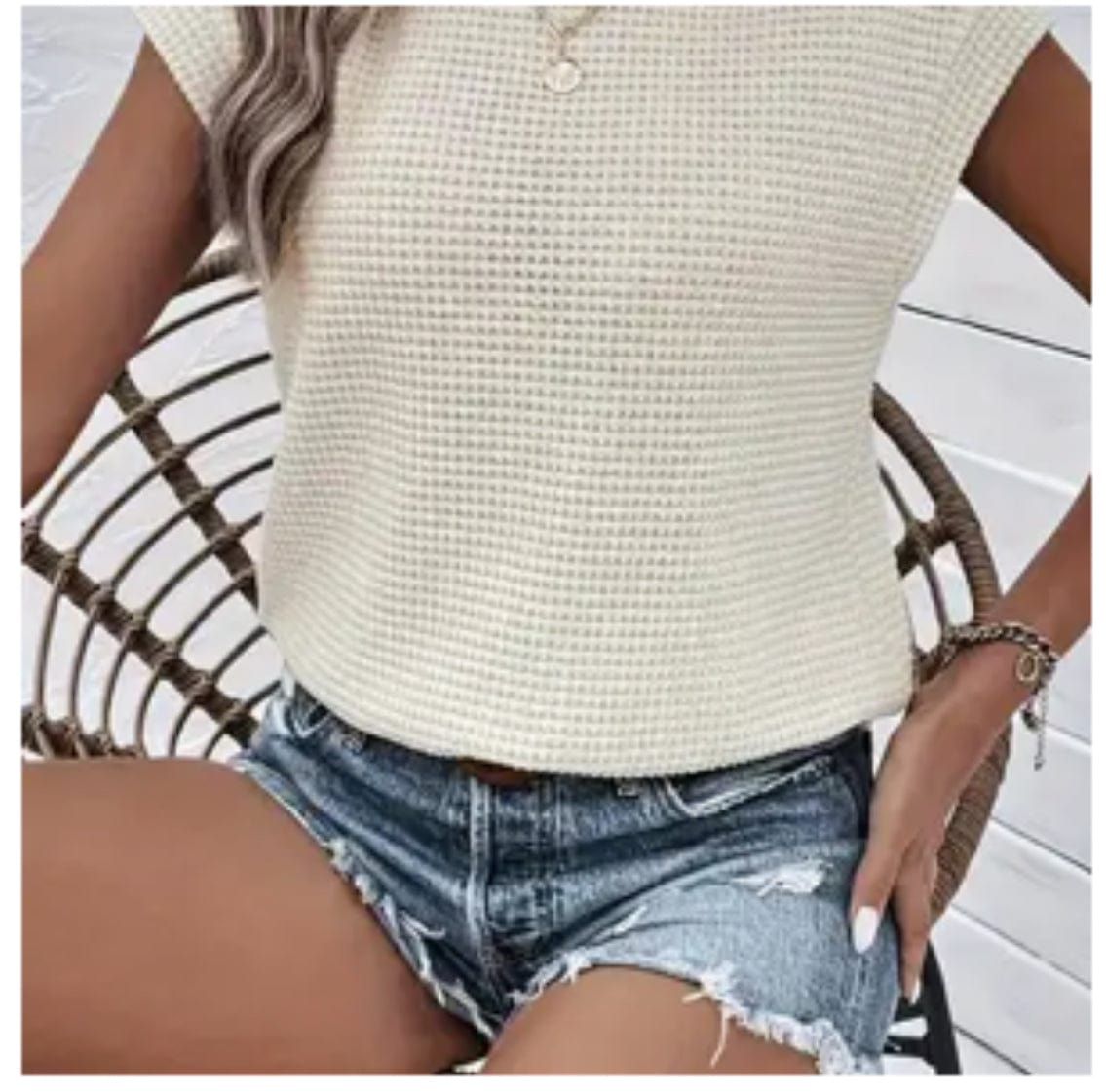 Crew Neck Textured Top