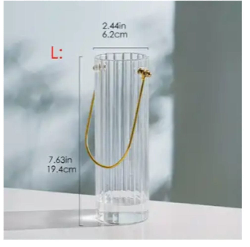 Glass Vase w/ Gold Handle