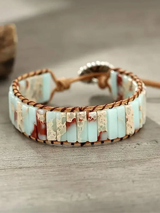Boho Style Square Stone Pull String Bracelet