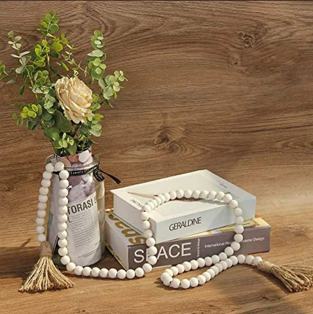 Farmhouse Style Wooden Beads with Tassels
