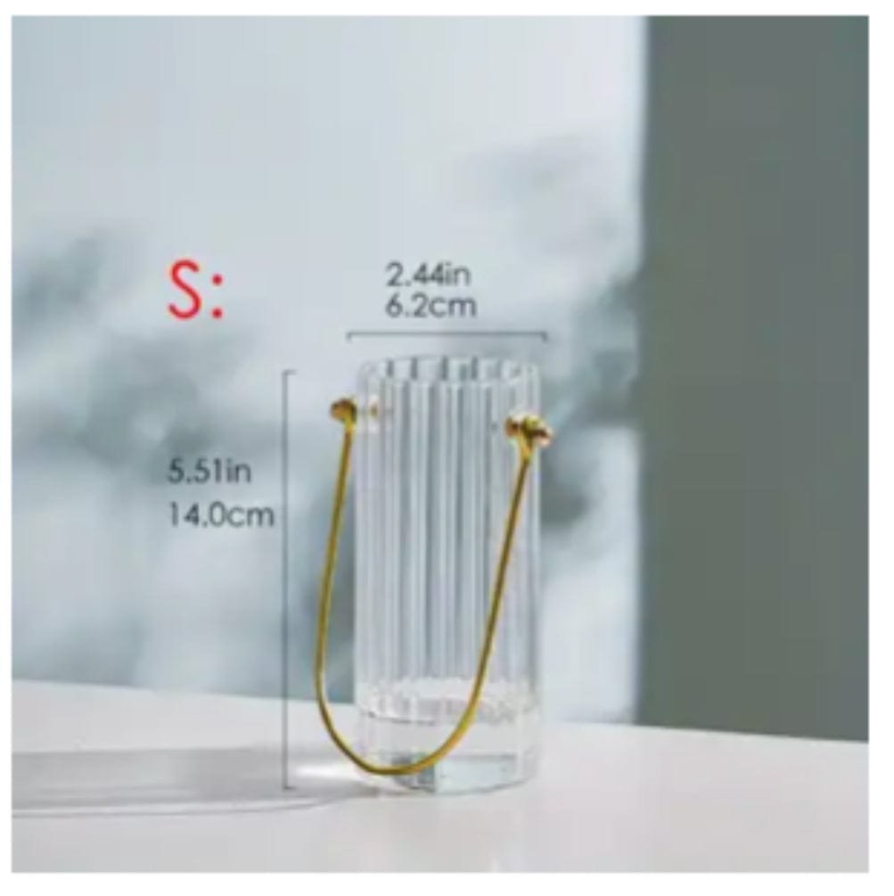 Glass Vase w/ Gold Handle