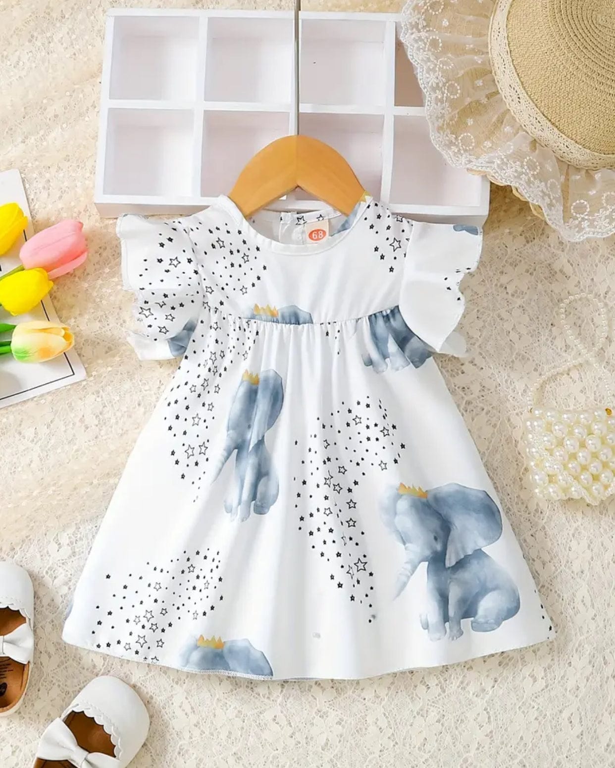 Elephant w/ Star Baby Girl Dress
