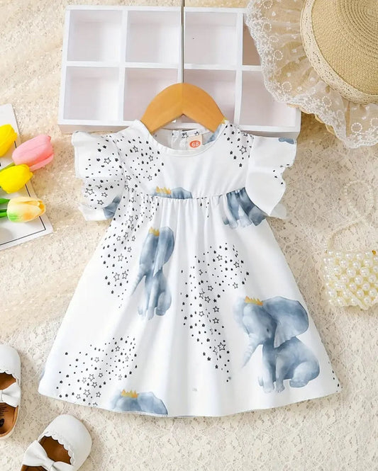 Elephant w/ Star Baby Girl Dress