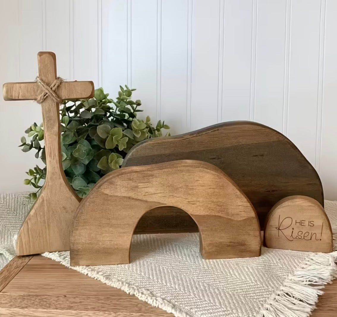 Easter Wooden He Is Risen