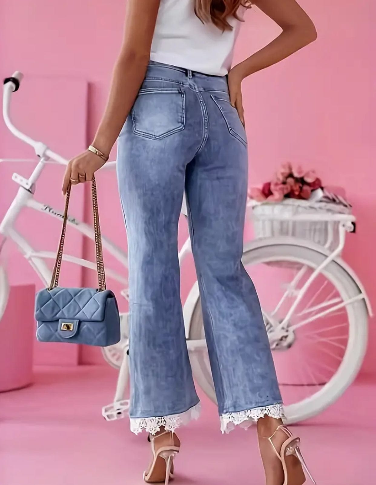 Stylish Lace-Trimmed Jeans