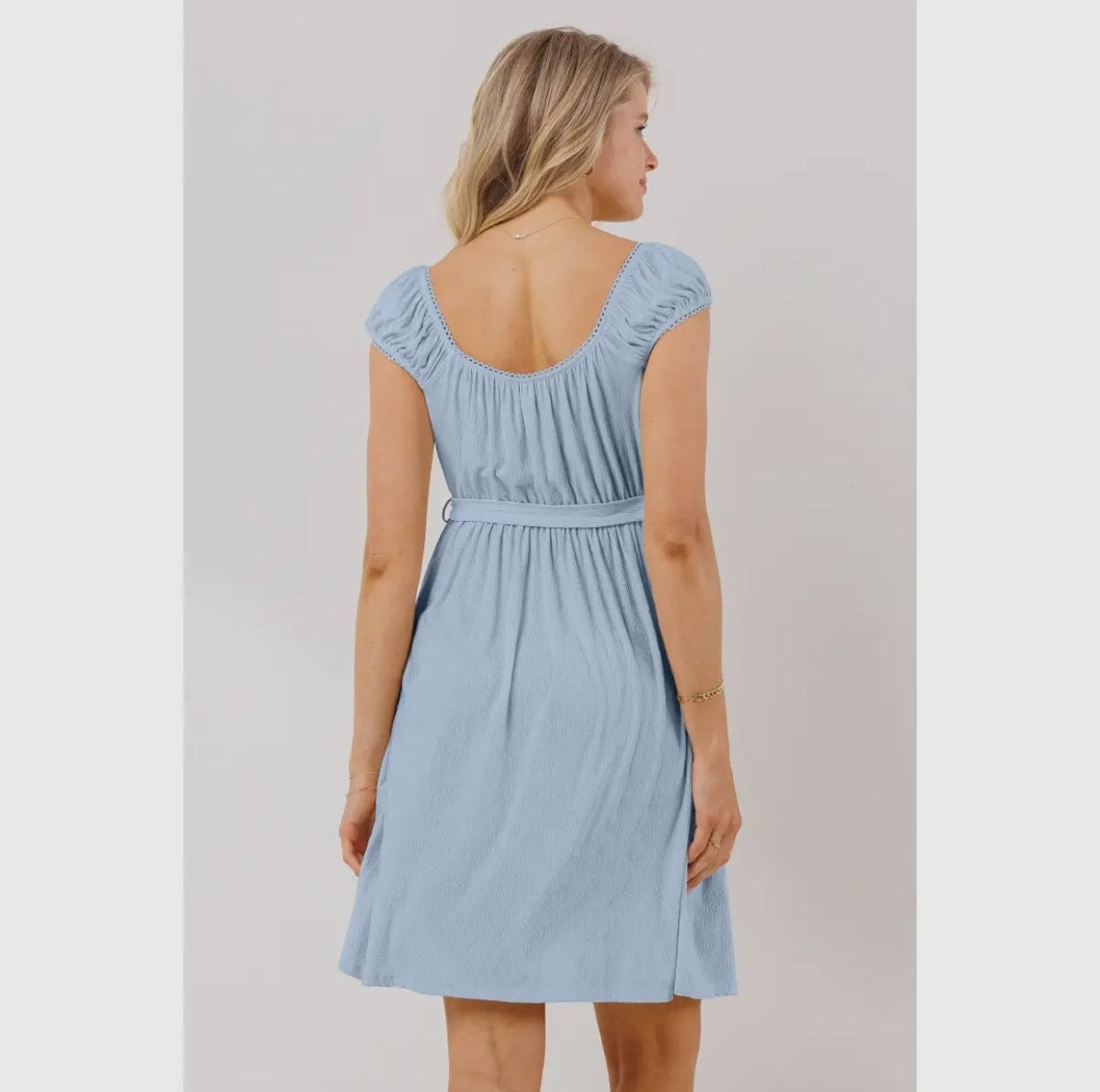 Cap Sleeve Babydoll Maternity Dress with Pockets