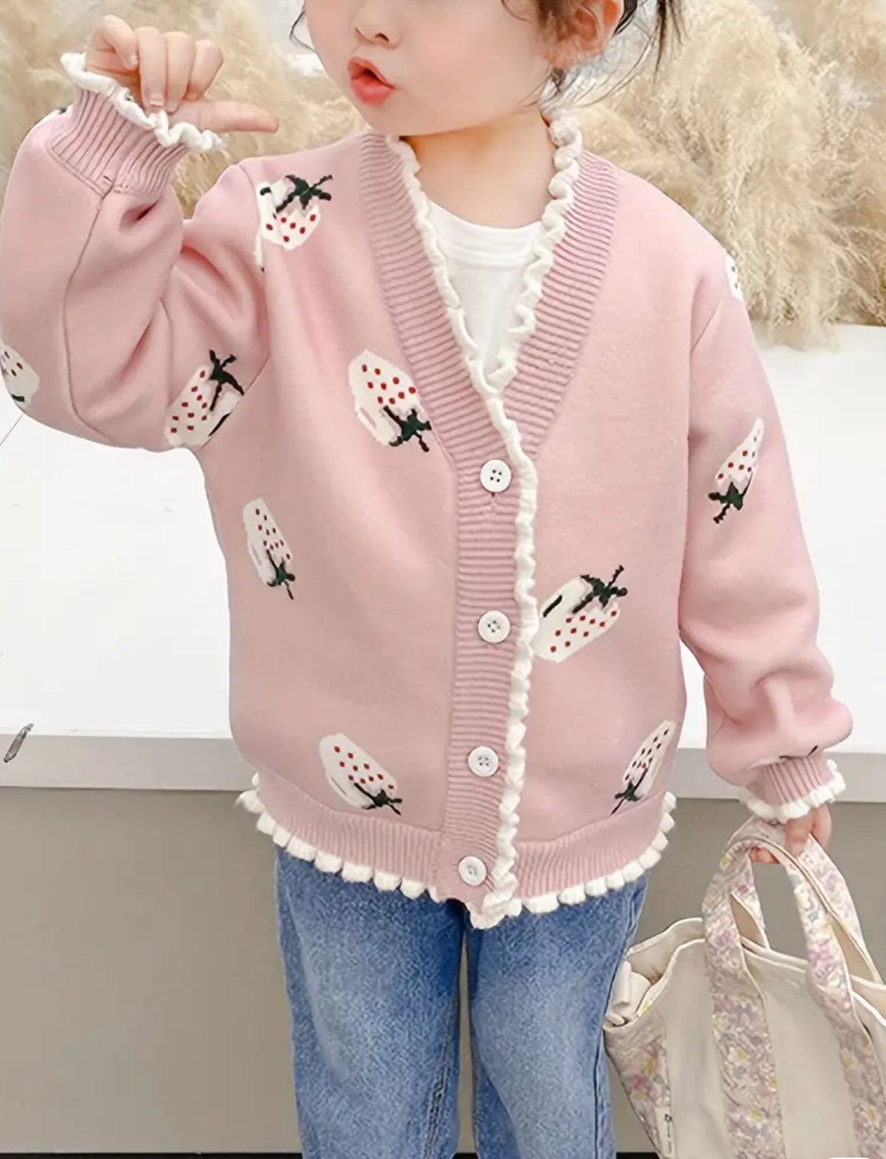 Strawberry Pattern Knit Cardigan