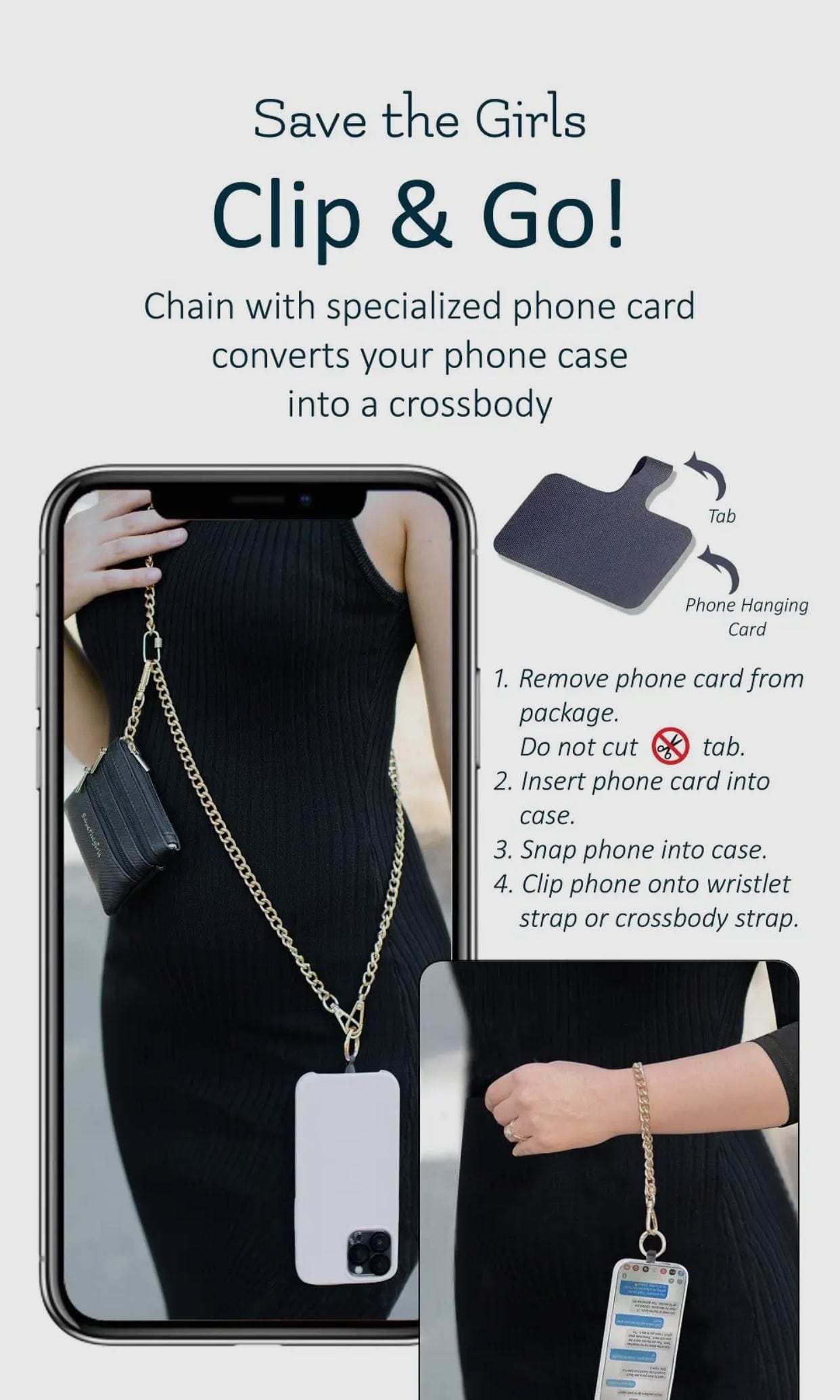 Clip & Go Crossbody Chain w/ Zippered Pouch