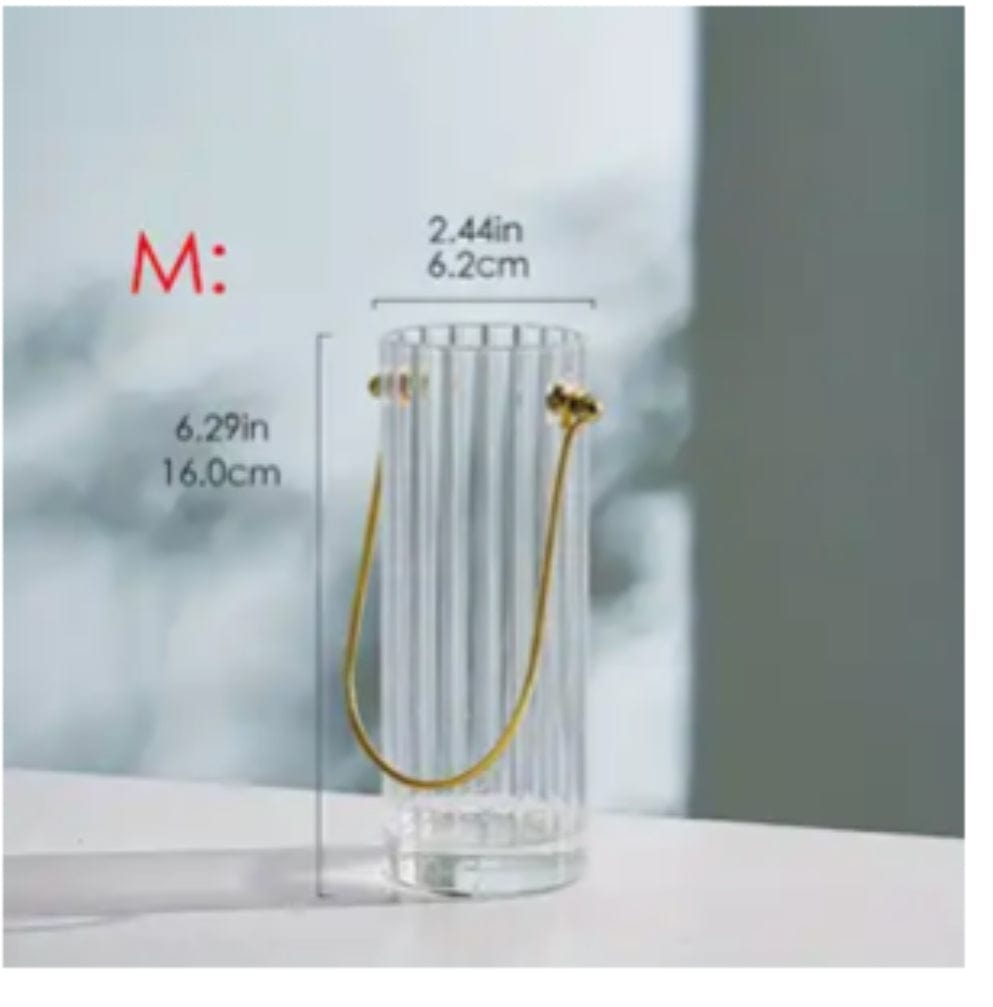 Glass Vase w/ Gold Handle