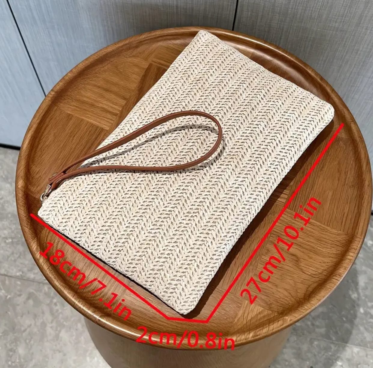 Straw Woven Clutch w/ Wrist Strap