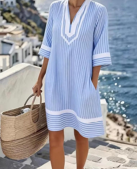 Blue and White Summer Dress
