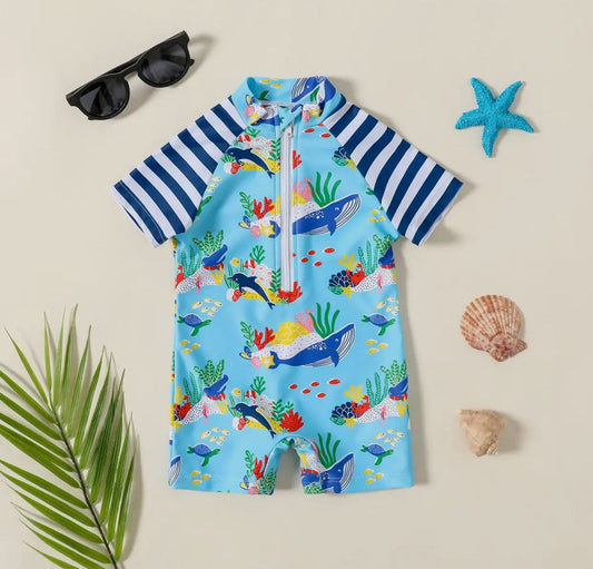 Ocean Animal One-Piece Baby Swimsuit