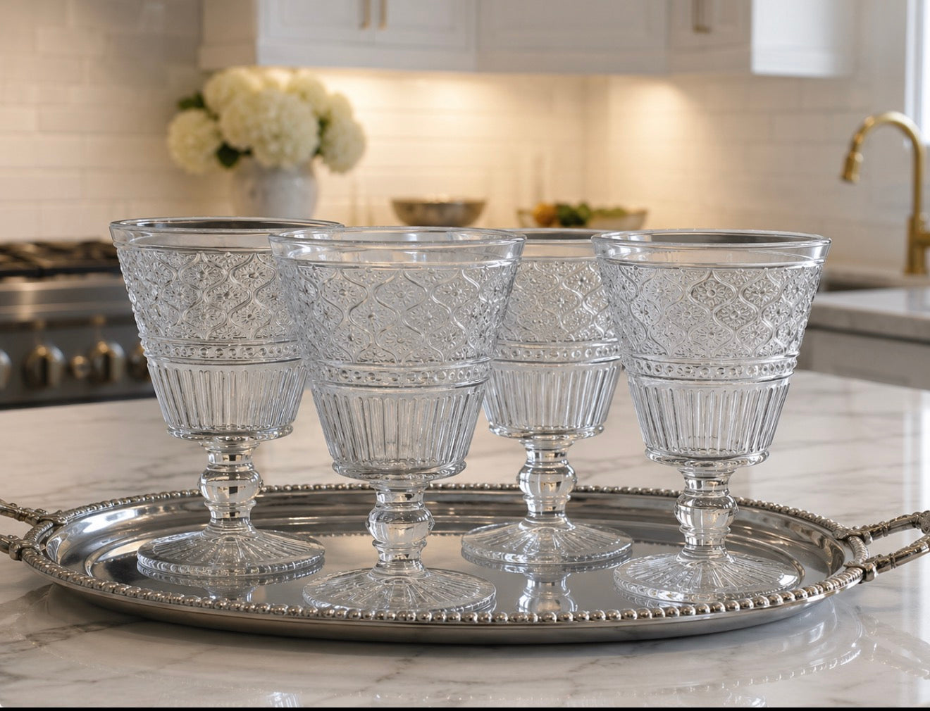 Vintage Stemmed Clear Glasses