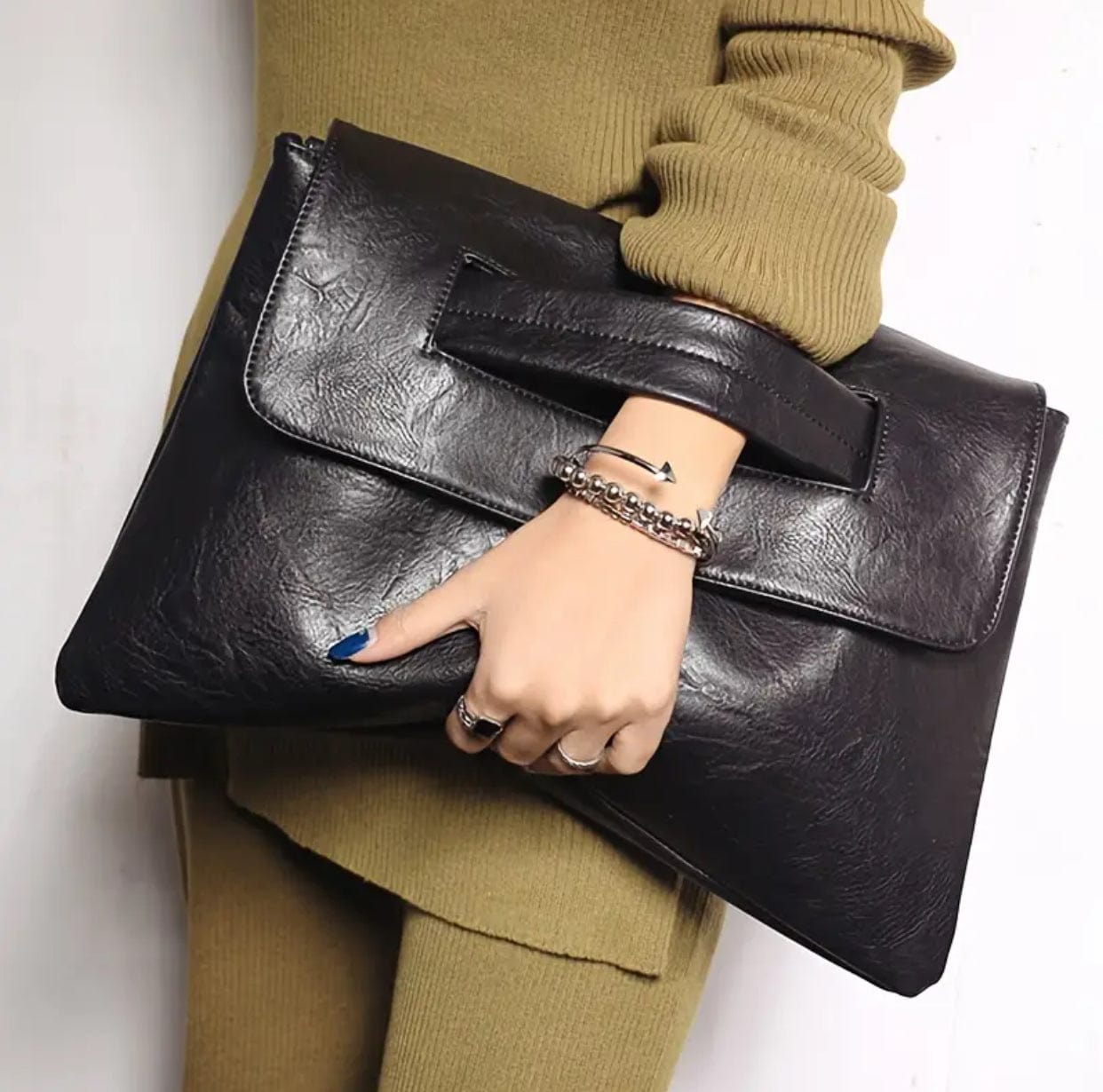 Large Retro PU Leather Clutch