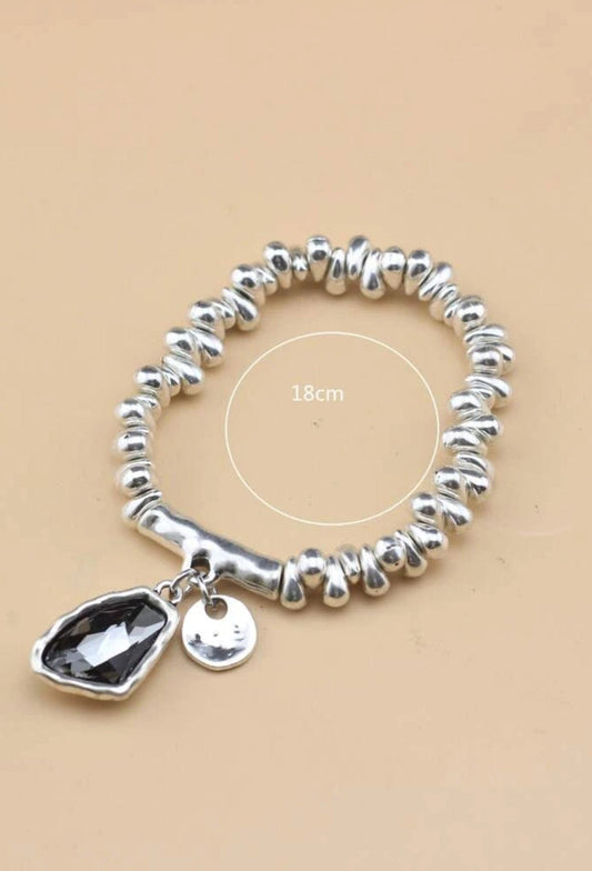 Beaded Bracelet w/ Grey Stone