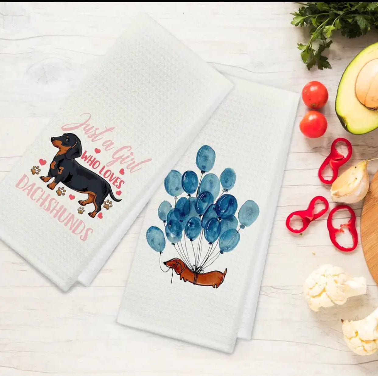 4pc Dachshund Kitchen Dish Towels