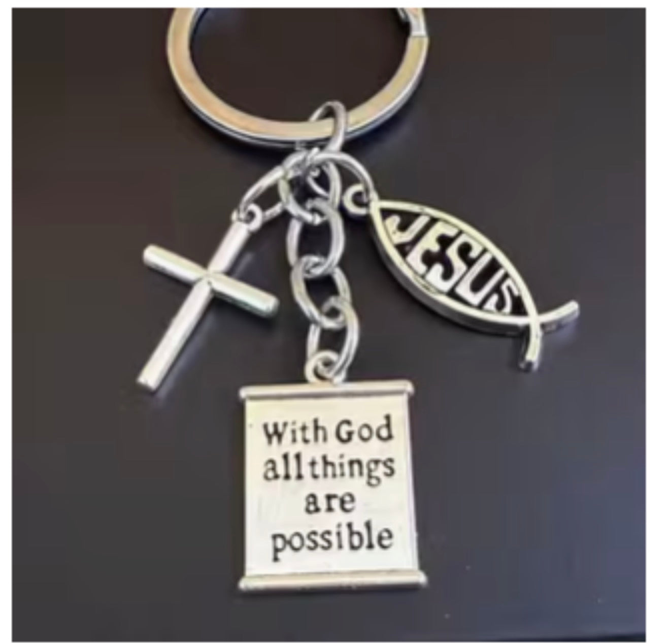 Silver Faith Based KeyChain