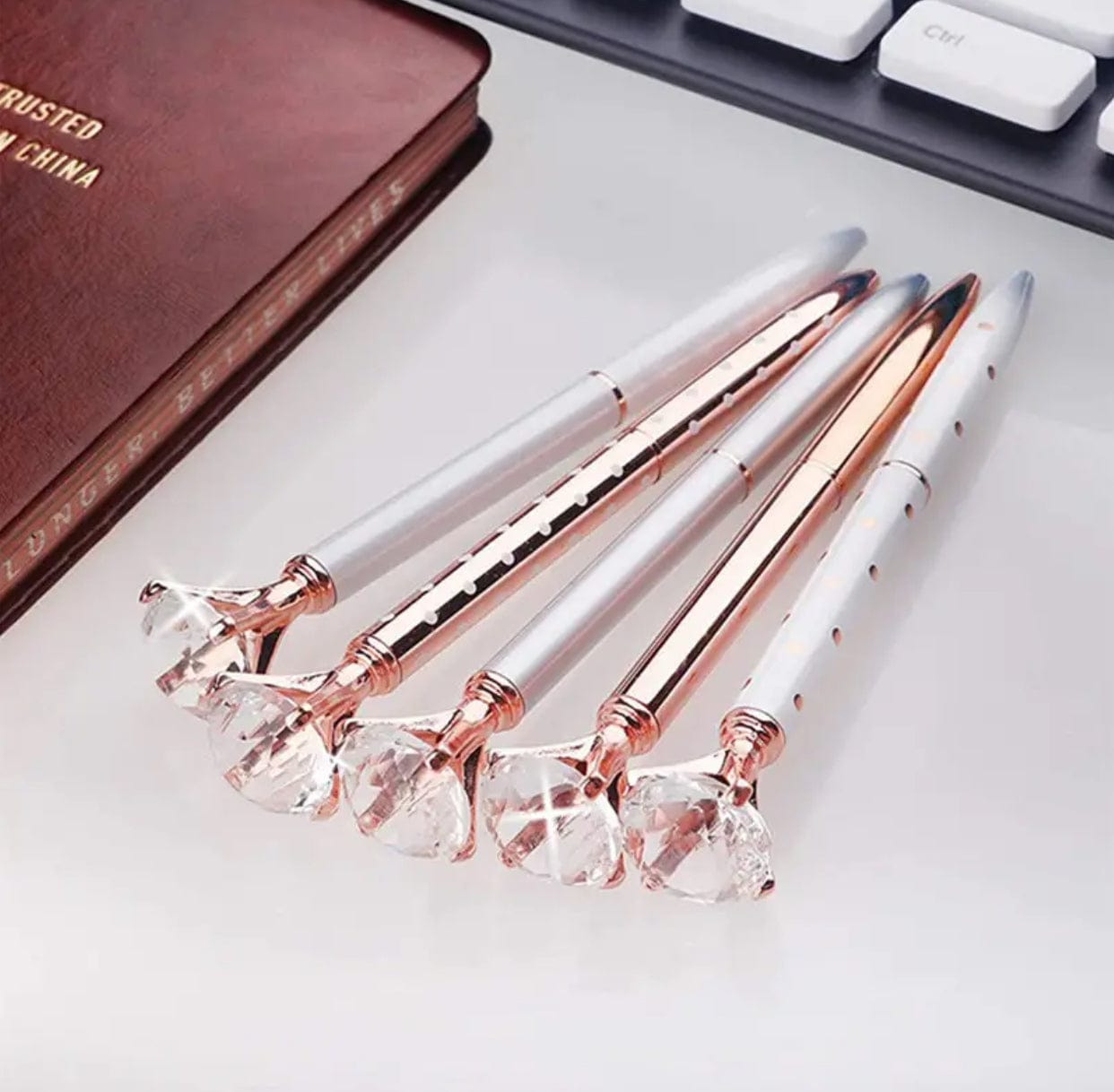 Rose Gold Jewel Top Pens