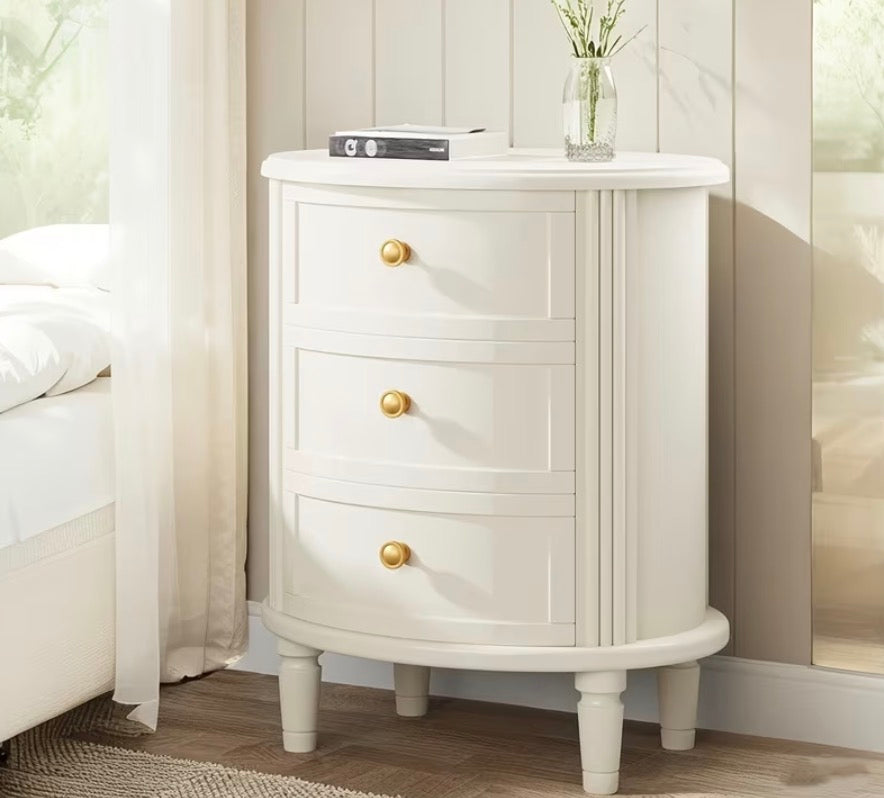 French White Side Table with Drawers
