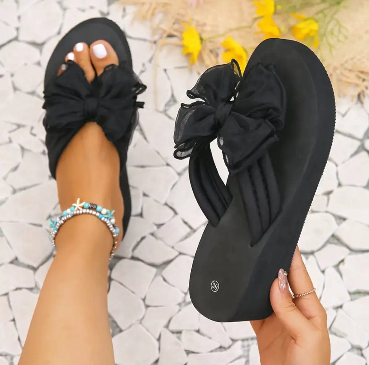 Bowknot Platform Flip Flops